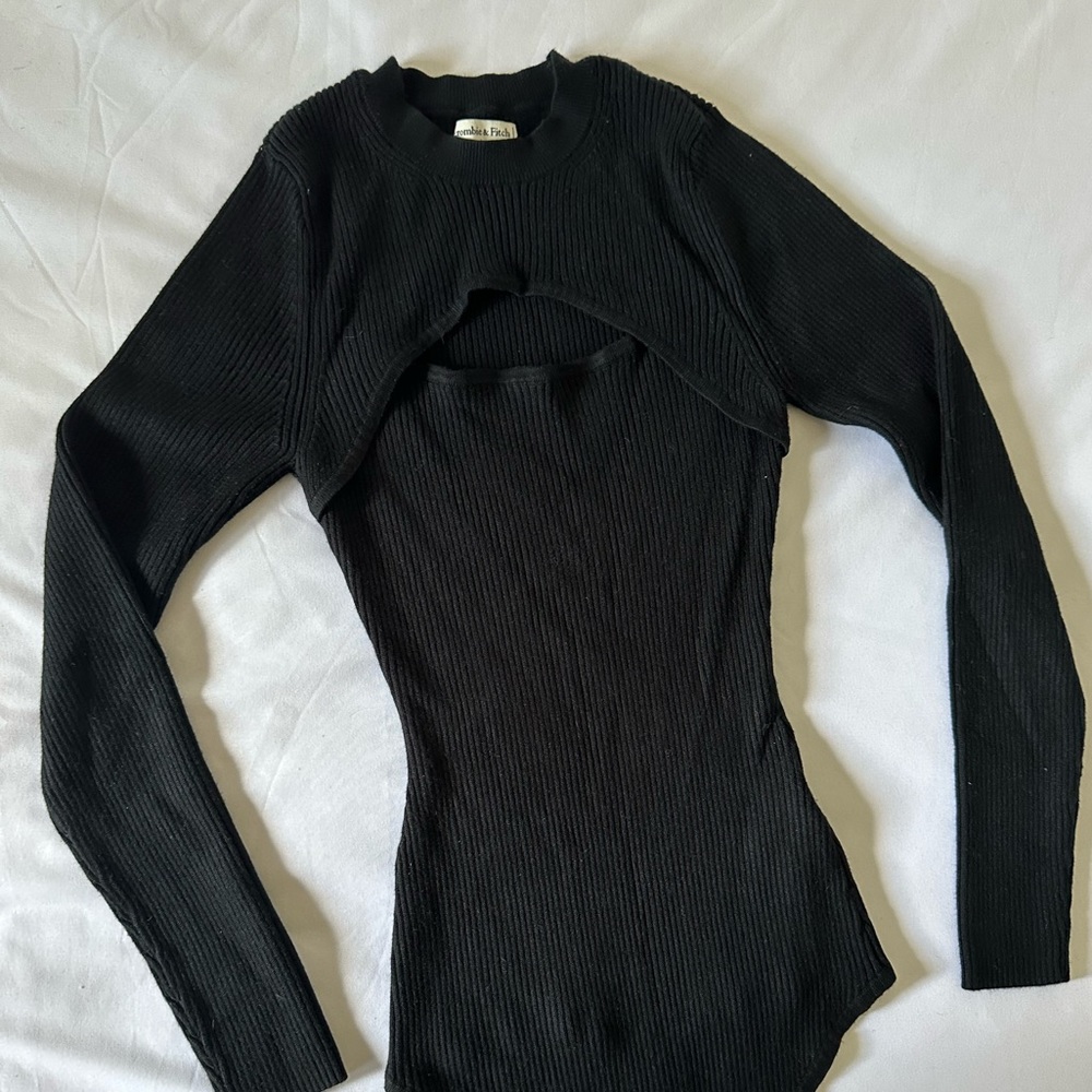 Long-Sleeve Cutout Sweater Bodysuit